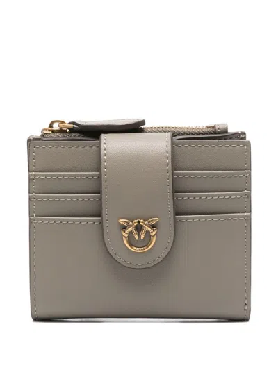 Pinko Compact Zip-fastening Leather Wallet In Neutral
