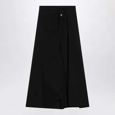 Balenciaga Draped Wrap-effect Crepe Midi Skirt In Black