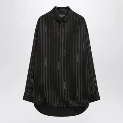 Balenciaga Pinstriped Black Button-down Shirt In Black