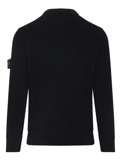 Stone Island Ribbed Wool Turtleneck Sweater Clothing In Blue