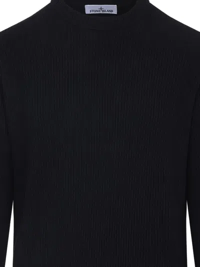 Stone Island Ribbed Wool Turtleneck Sweater Clothing In Blue