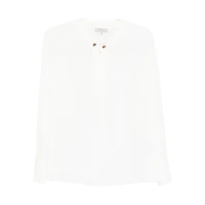Antonelli Button-detailed Long-sleeve Tunic Top In White