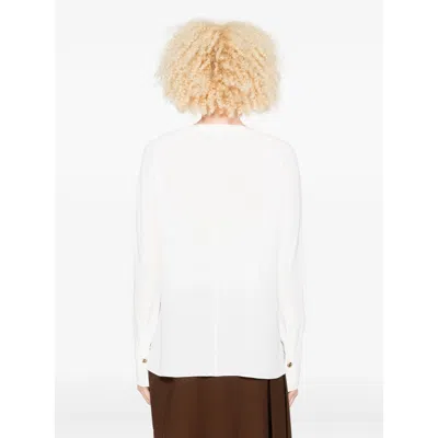 Antonelli Button-detailed Long-sleeve Tunic Top In White