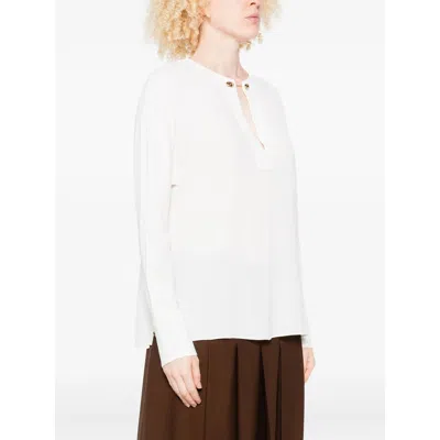 Antonelli Button-detailed Long-sleeve Tunic Top In White