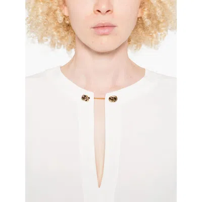 Antonelli Button-detailed Long-sleeve Tunic Top In White