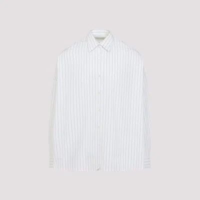 Dries Van Noten Pinstripe Button-down Shirt In Soft Viscose-cotton Blend In White