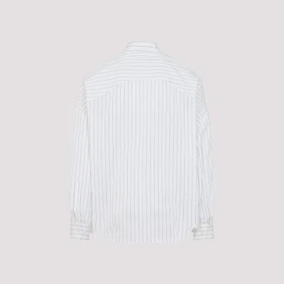 Dries Van Noten Pinstripe Button-down Shirt In Soft Viscose-cotton Blend In White