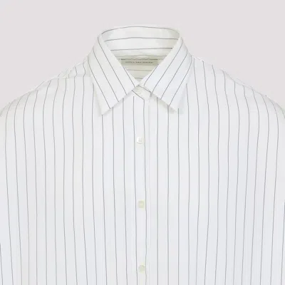 Dries Van Noten Pinstripe Button-down Shirt In Soft Viscose-cotton Blend In White