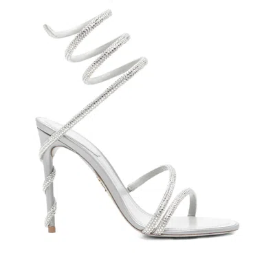 René Caovilla Stiletto High Heel Sandals In Silver