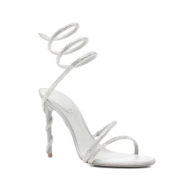 René Caovilla Stiletto High Heel Sandals In Silver
