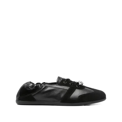 3juin Olly Elastic-top Lace-up Flats In Black