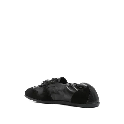 3juin Olly Elastic-top Lace-up Flats In Black