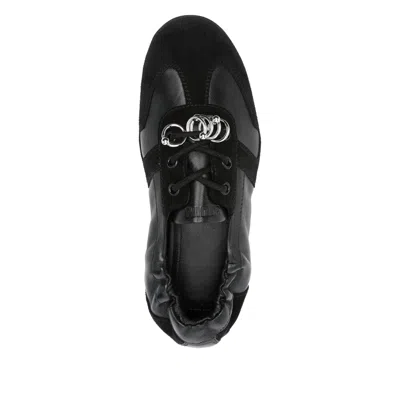 3juin Olly Elastic-top Lace-up Flats In Black