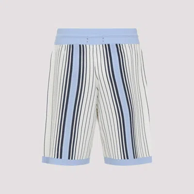 Amiri Script Stripe Knitted Shorts Drawstring In Blue