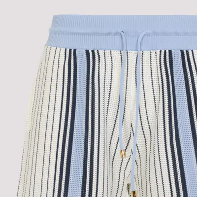 Amiri Script Stripe Knitted Shorts Drawstring In Blue