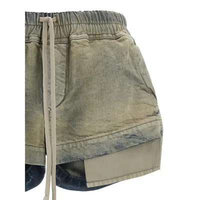 Rick Owens Drkshdw Fw25 Concordians Fog Denim Boxer Shorts In Gray