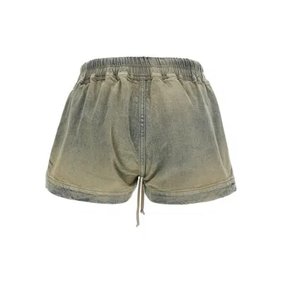Rick Owens Drkshdw Fw25 Concordians Fog Denim Boxer Shorts In Gray