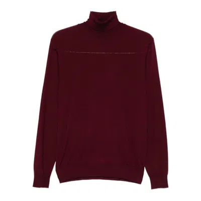 Fedeli Silk Sweaters In Burgundy