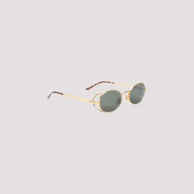Jean Paul Gaultier Metal Round Frame Sunglasses With Cut-out Detail In Gold