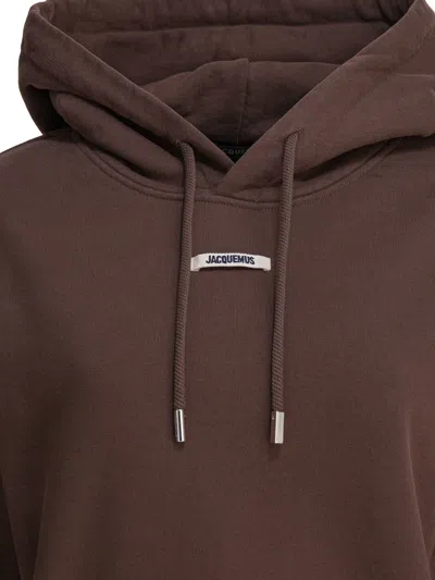 Jacquemus Le Hoodie Gros Grain Hooded Cotton Sweatshirt In Brown