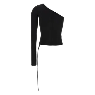 Rick Owens Drkshdw Ziggy Asymmetric-neckline Long-sleeve T-shirt In Black