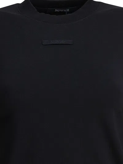 Jacquemus Top Le T-shirt Gros Grain In Cotone Stretch In Black