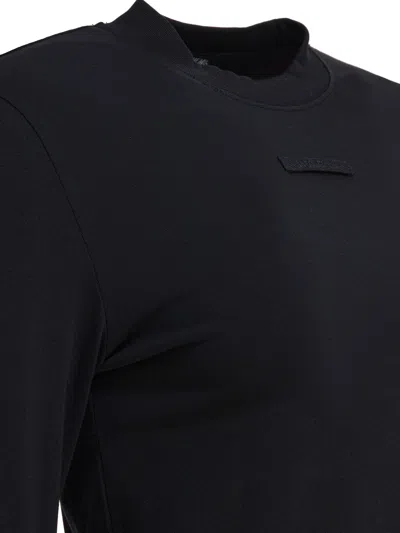 Jacquemus Top Le T-shirt Gros Grain In Cotone Stretch In Black