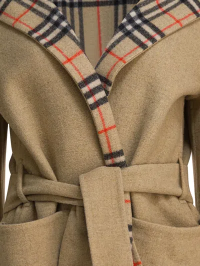 Burberry Women Reversible Wool Coat In Brown