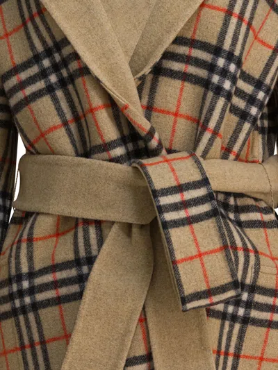 Burberry Women Reversible Wool Coat In Brown