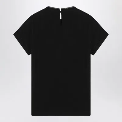 Brunello Cucinelli Jersey T-shirt With Precious Faux Layering In Black