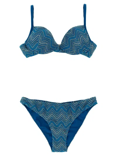 Missoni Zig Zag Lamé Bikini In Blue