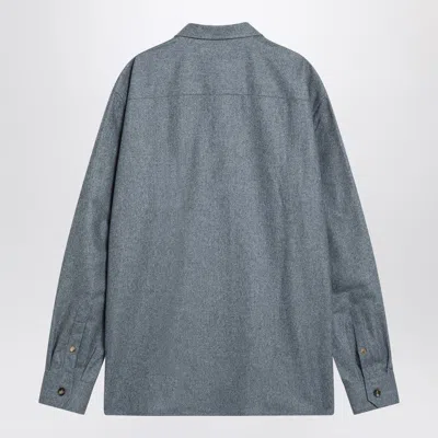 Brunello Cucinelli Shirt Cloud Wool Chest Pockets In Blue