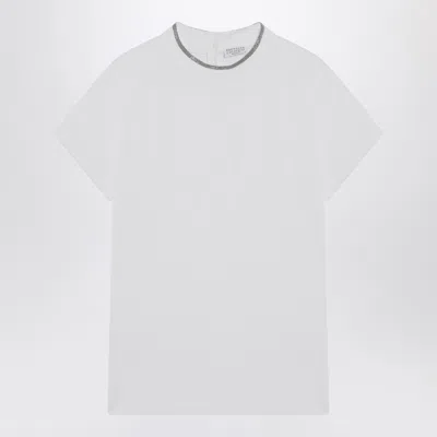 Brunello Cucinelli Women's Monili Collar Round Neck T-shirt Shirt In White