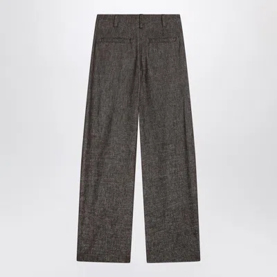 Brunello Cucinelli Wide Brown Trousers In Cotton Blend Women In Gray