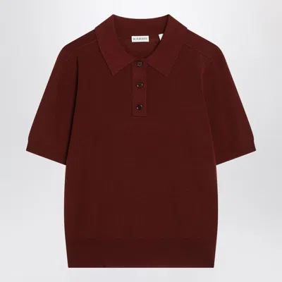 Burberry Bordeaux Wool Polo Shirt Women In Brown