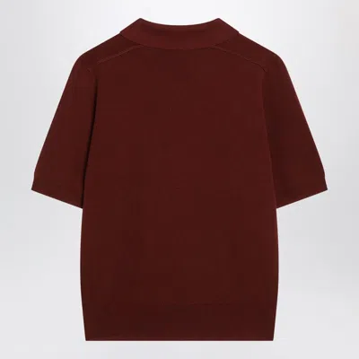 Burberry Bordeaux Wool Polo Shirt Women In Brown