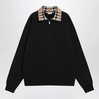 Burberry Mens Logo-embroidered Funnel-neck Cotton Sweatshirt Black Xl In Black