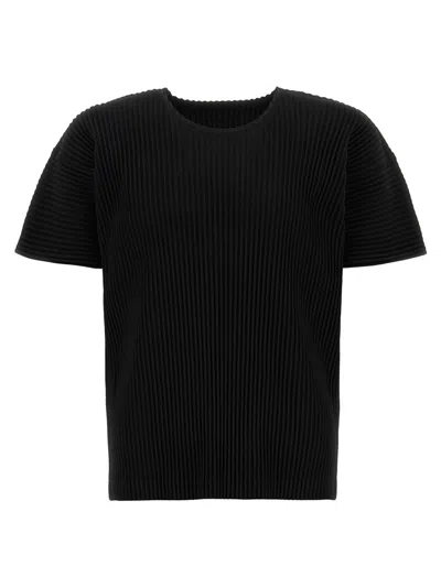 Issey Miyake Pleated Short-sleeved T-shirt In Black
