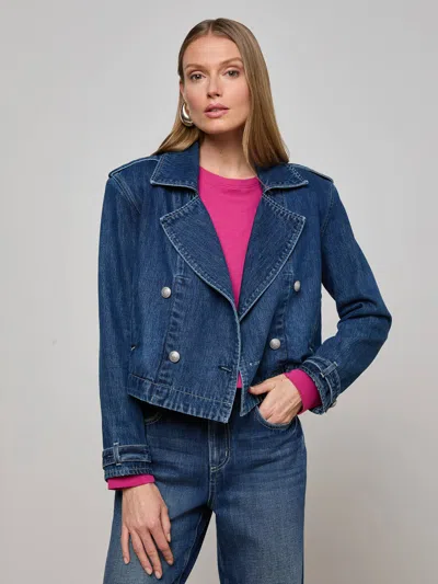 L Agence Maddox Denim Trench Coat In Purple