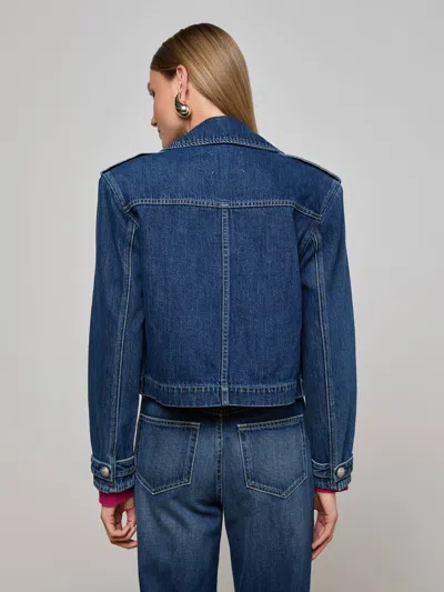 L Agence Maddox Denim Trench Coat In Purple