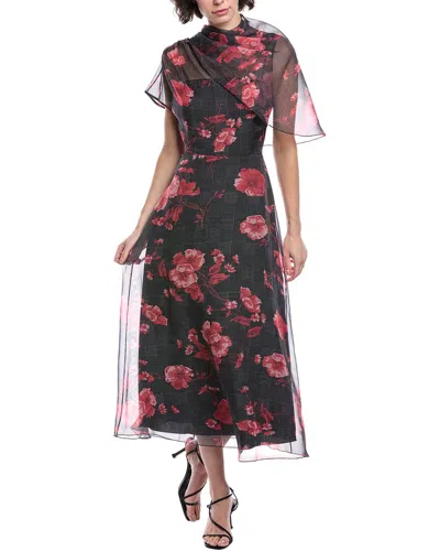 Lela Rose Draped Bodice Midi Dress In Red