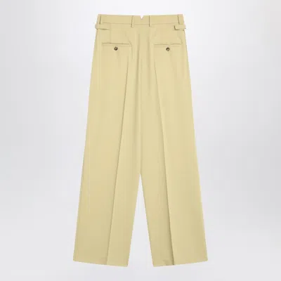 Ami Alexandre Mattiussi Ami Paris Wide Lime-coloured Wool Trousers Women In Neutral