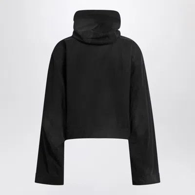 Balenciaga Cropped Jacket With Hood In Black In Black