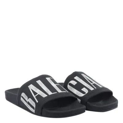 Balenciaga Slide Sandals With Flat Sole And Open Toe In Black