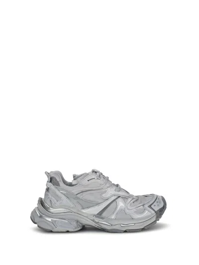 Balenciaga Runner 2.0 Sneakers Grey Silver In Animal Print