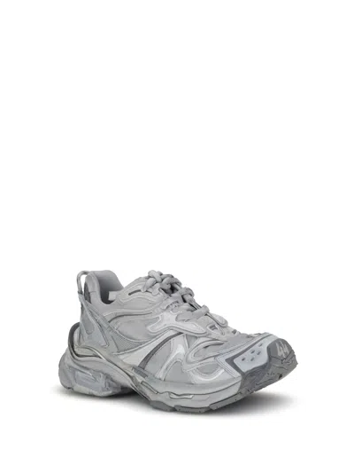 Balenciaga Runner 2.0 Sneakers Grey Silver In Animal Print