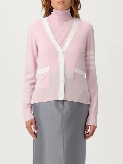 Thom Browne Contrast-border Cotton Cardigan In Pink