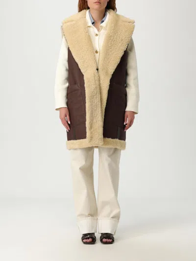 Bottega Veneta Calfskin Long Vest With Sleeveless Design In Neutral
