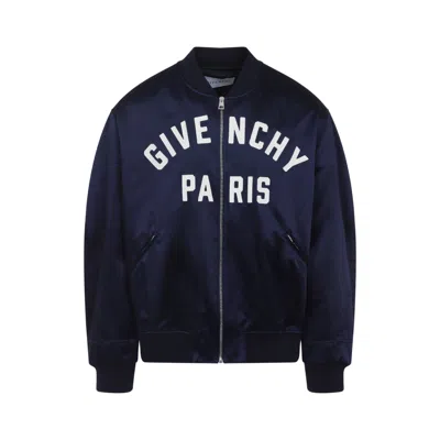 Givenchy Logo Bomber Jacket Puffer Jackets Blue In Multi