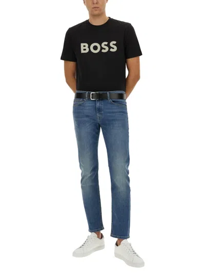 Hugo Boss Boss Tiburt 354 Logo Print T Shirt In Black